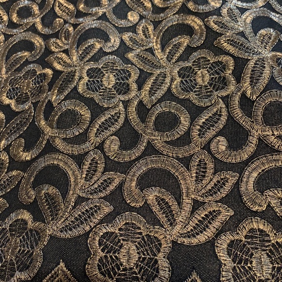 Lauren Ralph Lauren Formal Gold Black Embroidered Lace Dress Sz 10 - Picture 7 of 7